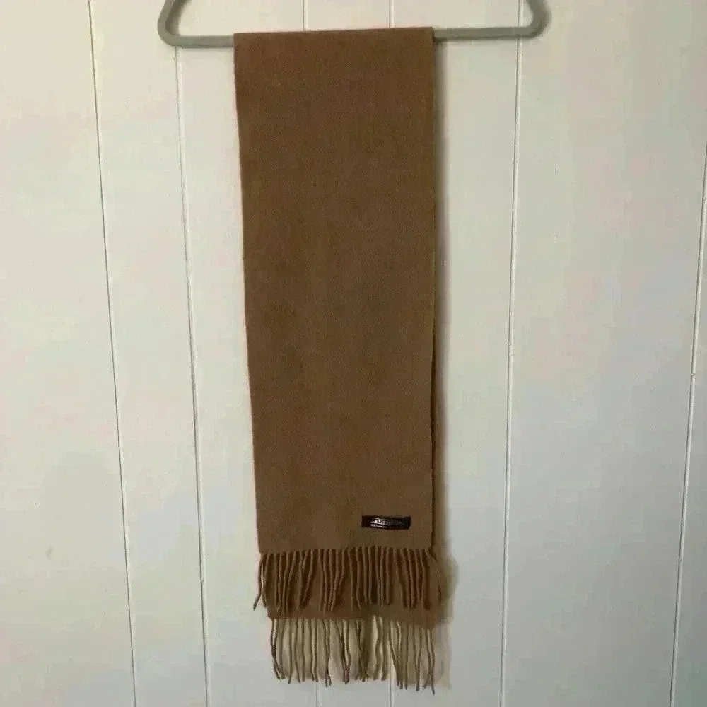 La Fiorentina 100% Cashmere Tan Solid Soft Scarf